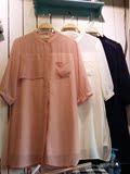 外贸原单女装 2016春夏新款 韩版立领中长款中袖雪纺衬衫衬衣女