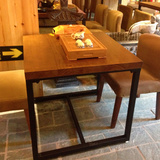 美式铁艺实木复古餐桌椅组装 仿古咖啡厅正方形小方桌子特价包邮