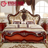 欧式双人白色实木真皮公主床田园韩美式雕花婚床简约现代1.8米床