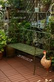 法美式乡村做旧复古铁艺木质花园双人椅庭院露台户外公园休闲椅