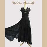 【蕾丝花园】复古洋装定制款 宫廷哥特黑色不对称大摆连衣裙特价