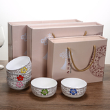 批发日式礼品餐具套装青花手绘陶瓷碗瓷器骨瓷套碗米饭碗送礼盒装