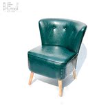 胡桃里欧式实木休闲椅美式做旧沙发椅特卖带扶手绿色实木高端餐椅