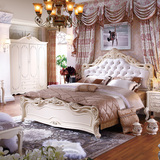 欧式床实木双人床法式雕花白皮床公主床气动床板高箱储物床婚庆床
