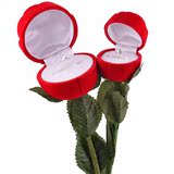 红色玫瑰花情侣对戒盒饰品盒求婚戒指盒婚礼个性创意戒指盒