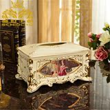 欧式陶瓷纸巾盒复古宫廷人物抽纸盒带盖描金高档家居装饰品摆件
