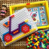 包邮儿童益智力玩具智慧魔盘盒装组合拼插板玩具3d百变蘑菇钉拼图