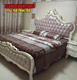 新古典实木真皮双人床大床1.8m公主床婚床高端别墅卧室家具欧式床