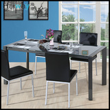 餐桌伸缩简约长方形白黑多色小户型饭桌钢化玻璃大折叠餐桌椅组合