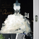 黑白个性壁画复古艺术手绘墙纸服装店橱窗展柜壁纸卧室背景墙婚纱