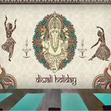 泰式美女佛像墙纸养生瑜伽馆健身房舞蹈室背景墙壁纸印度大型壁画