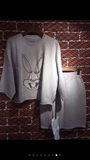 2016春装新款Aimee WQ纯棉洗水休闲卡通兔兔卫衣T恤半身裙套装
