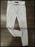 欧洲站2016夏季新款女装休闲裤白色皮带裤子nana 正品的特价
