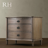 RH 出口外贸美式乡村做旧复古床头柜 卧室储物柜床边柜实木家具