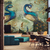 东南亚玄关走廊墙纸客厅卧室餐厅主题背景墙壁纸工装大型壁画孔雀