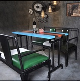 欧式复古工业水管个性餐厅桌椅咖啡酒吧桌椅铁艺彩色休闲沙发桌椅