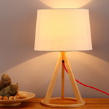 原创实木圆盘台灯卧室床头灯创意温馨装饰台灯北欧木质床头柜灯具