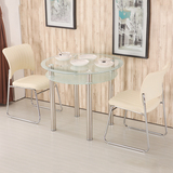 圆形家用不锈钢双层吃饭打牌桌椅组合小户型简约现代一桌四椅餐桌