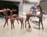 现货玻璃钢仿铜抽象小鹿动物雕塑花园草坪户外装饰摆件厂家直销