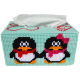 款卧室客厅企鹅爱情QQ情侣秀抽纸巾盒自制立体绣十字绣送朋友