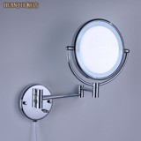 桓洁浴室化妆镜壁挂美容镜带led灯双面折叠伸缩镜卫生间放大镜子