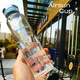 简约创意玻璃杯便携高硼硅水杯学生水瓶耐热防漏带盖随行随手杯子