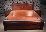 全友原木大师设计实木床18米双人床现代中式床 室婚床红橡木大床