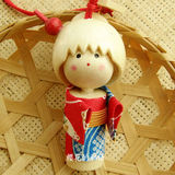 日本代购浅草寺全手工木制和服娃娃 雪 汽车挂件后视镜挂饰包邮
