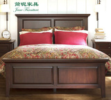 简昵简约美式乡村风格全实木白蜡木美式做旧家具卧室双人床定制