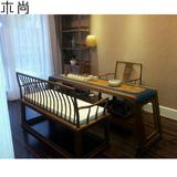 新中式免漆老榆木禅意茶桌椅纯实木家具茶桌官帽椅明清古典家具
