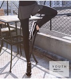 韩国夏季跑步健身房瑜伽服速干假两件运动裤女紧身打底九分裤长裤