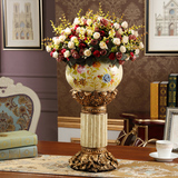 吉祥如意欧式落地大花瓶高档树脂招财桌面玄关花器摆件客厅装饰品