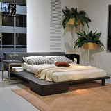 现代简约板式床实木橡木 卧室双人床1.5/ 1.8米大床 榻榻米木床