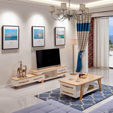 北欧客厅家具现代简约茶几电视柜组合橡胶木实木生态环保原木色
