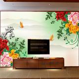 大型壁画墙纸客厅卧室电视沙发背景墙中式古典花鸟山水画牡丹蝴蝶