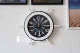 地中海风格 原木手工 舵形钟壁饰 实木船舵装饰挂钟 舵手钟表