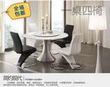 大理石圆形餐台 现代简约不锈钢餐桌椅组合 双层台面可旋转餐桌椅