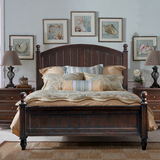 美式全实木双人床复古橡木1.2 1.5 1.8米乡村婚床单人床卧室家具
