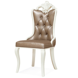 欧式现代简约PU皮椅子 新古典实木布艺餐椅子韩式白色洽谈桌椅子