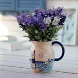 地中海风情奶壶瓶整体花艺仿真花套装假花绢花客厅玄关装饰摆设