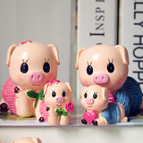 可爱情侣小猪摆件家居装饰品 结婚礼物 工艺品摆设 树脂娃娃 礼品