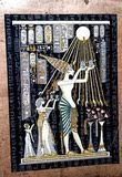 埃及3040阿赫那顿与家人祭拜太阳神阿顿3纸莎树皮装饰画无框包邮
