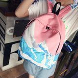 2016韩版新款帆布双肩包彩色油画喷绘潮女背包中学生书包旅行包包