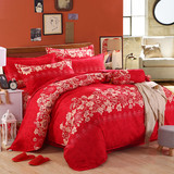 大红色结婚庆四件套婚房床上用品新婚床单被套4件套1.8m/2.0床品
