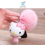 时尚可爱粉红hello kitty公仔獭兔毛毛球包包挂件钥匙扣汽车挂饰
