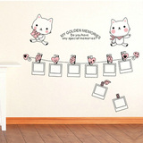 可爱猫咪照片墙贴纸卡通儿童房客厅卧室相框组合创意背景墙可移除