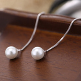 韩国气质s925纯银耳线女长款简约珍珠耳环防过敏时尚饰品首饰包邮