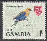 冈比亚1966年,鸟类普票,1s蓝腹佛法僧,新1枚