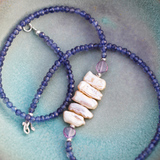 leo原创天然异形珍珠项链 天然极品堇青石紫水晶文艺自然风格项链