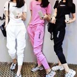 香港代购16夏季女装衣服休闲时尚运动服学生九分长裤两件套装潮